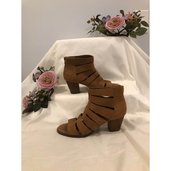 Vionic Harlow Wedge Sandals Women Size 10 Brown Suede Block Heel Cutout Zip - Picture 6 of 13